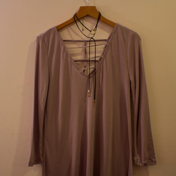 Pale Purple Caged Back Quarter Sleeved Sweater - Picture 2 of 7